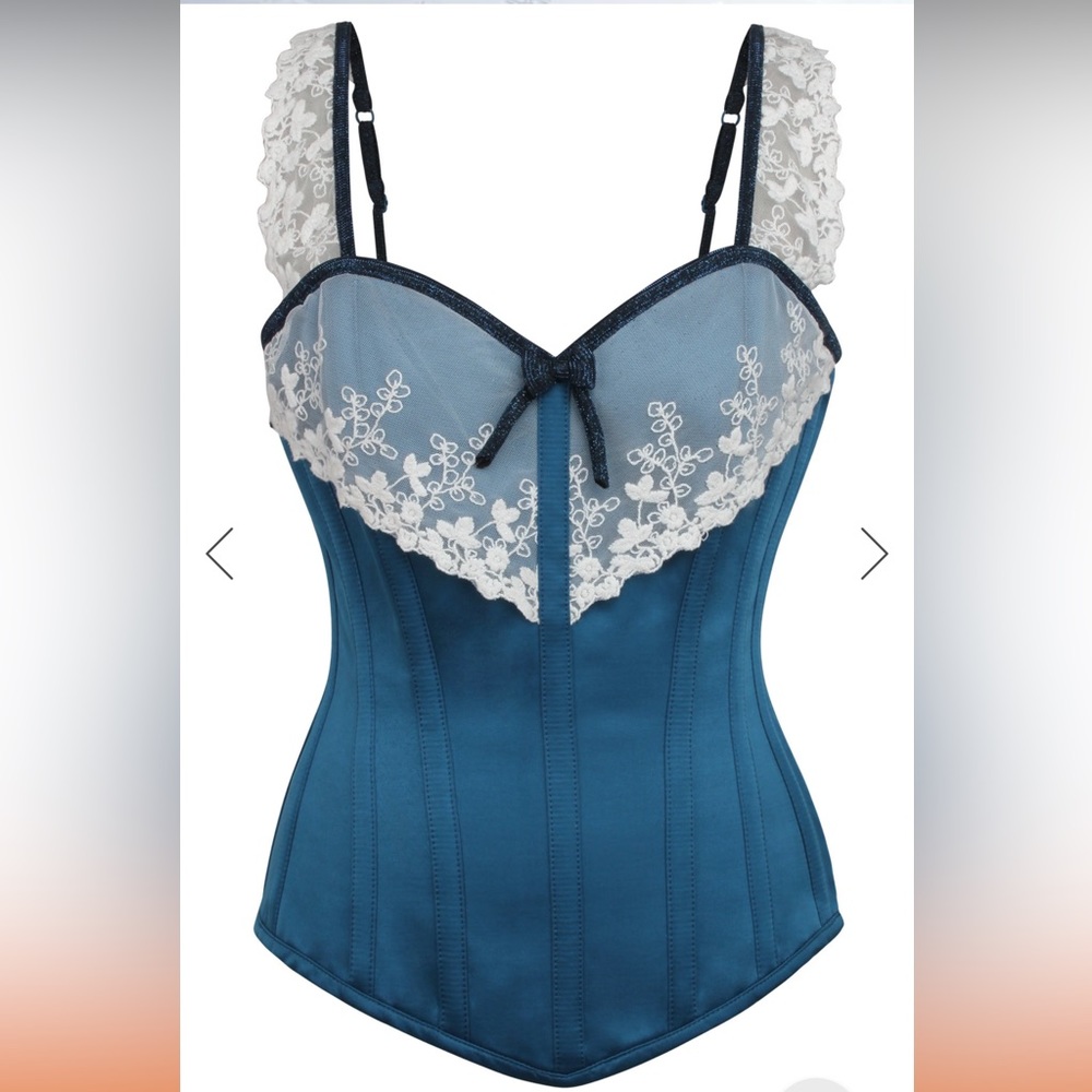 Twilight Blue Glitter Overbust Corset—Size US 6